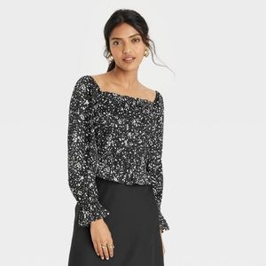 a new day long sleeve smocked top